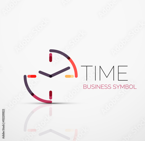 Vector abstract logo idea, time concept or clock business icon. Creative logotype design template photo