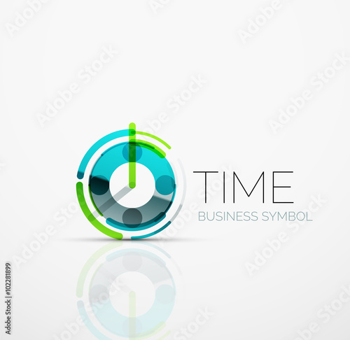 Vector abstract logo idea, time concept or clock business icon. Creative logotype design template