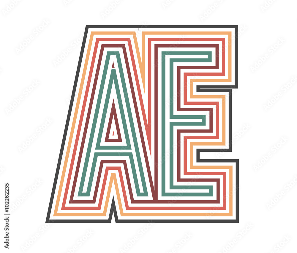 Fototapeta premium AE Initial Retro Logo company Outline. vector identity