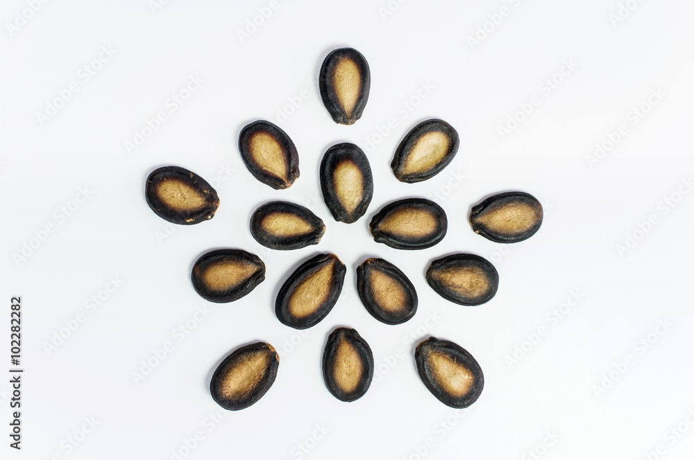 Watermelon seeds on white background Watermelon seeds on white background