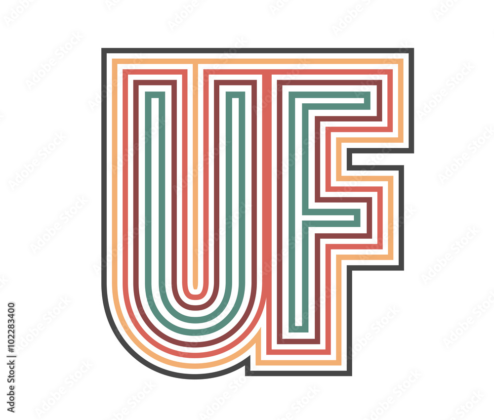 UF Initial Retro Logo company Outline. vector identity UF Initial Retro Logo company Outline. vector identity