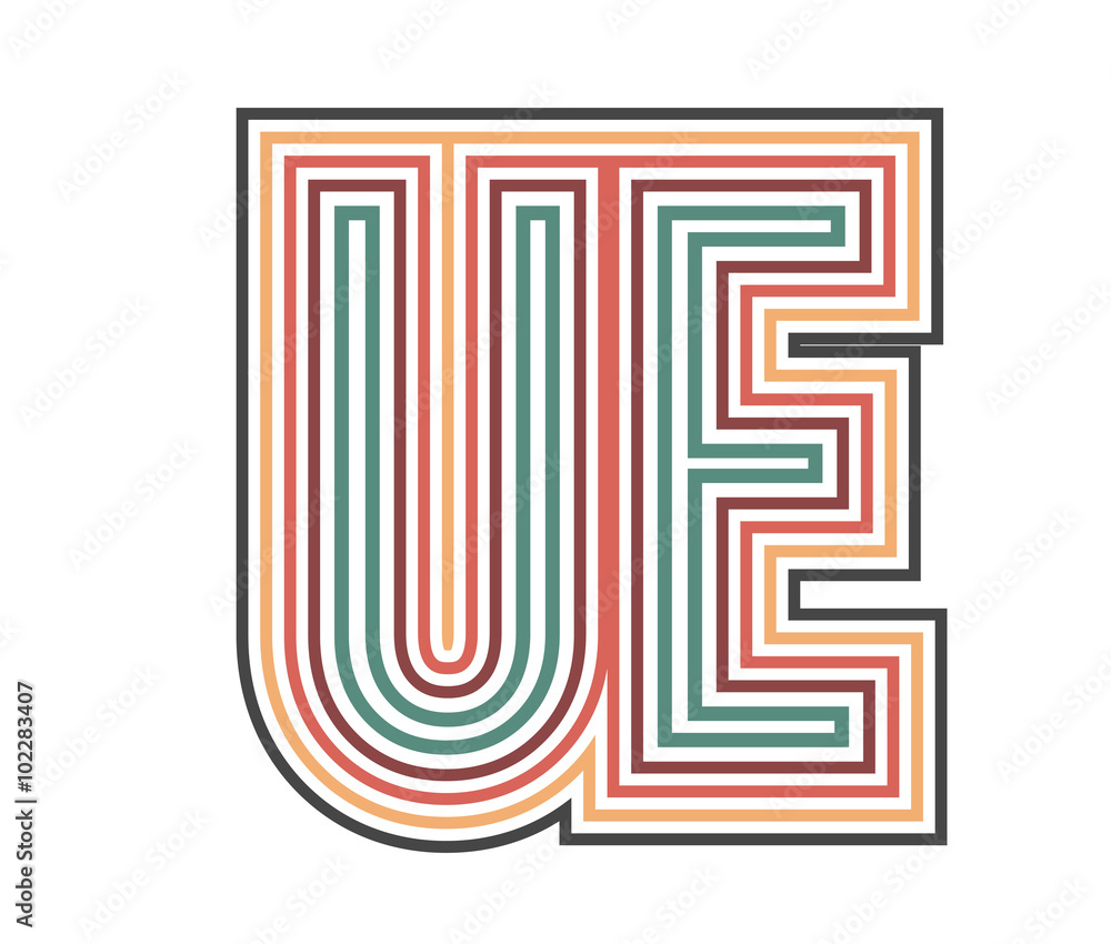 UE Initial Retro Logo company Outline. vector identity