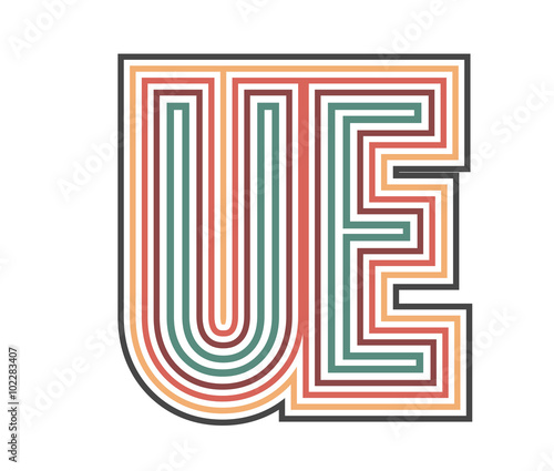 UE Initial Retro Logo company Outline. vector identity