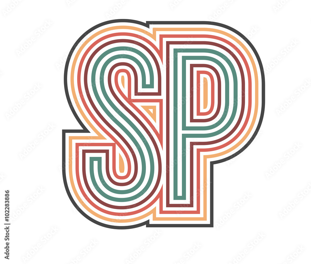 SP Initial Retro Logo company Outline. vector identity SP Initial Retro Logo company Outline. vector identity