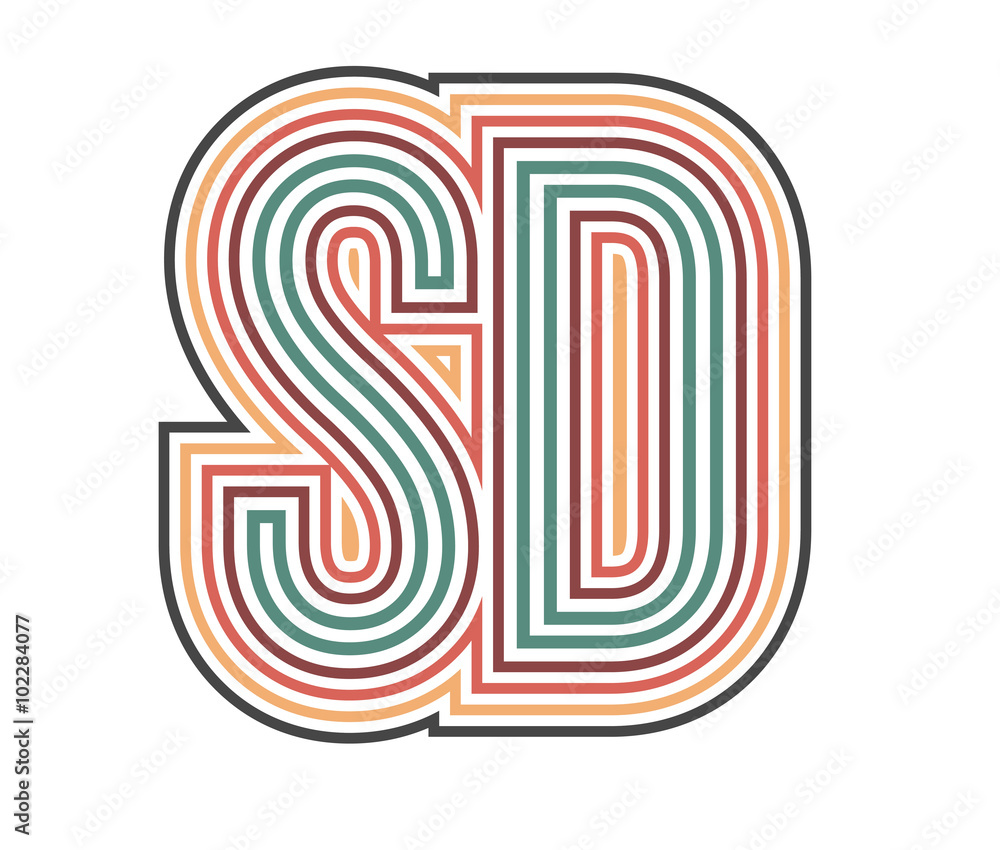 SD Initial Retro Logo company Outline. vector identity SD Initial Retro Logo company Outline. vector identity