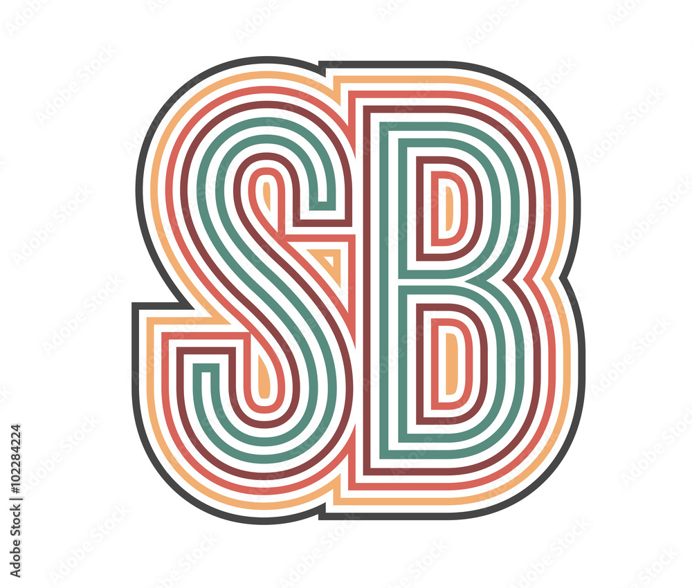 SB Initial Retro Logo company Outline. vector identity