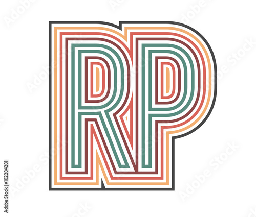 RP Initial Retro Logo company Outline. vector identity