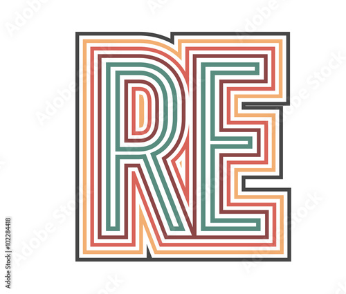 RE Initial Retro Logo company Outline. vector identity