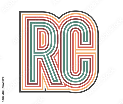 RC Initial Retro Logo company Outline. vector identity