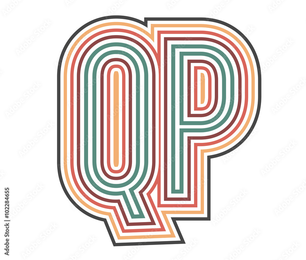 QP Initial Retro Logo company Outline. vector identity QP Initial Retro Logo company Outline. vector identity