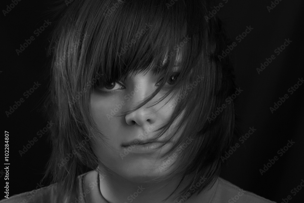 monochrome portrait of a girl