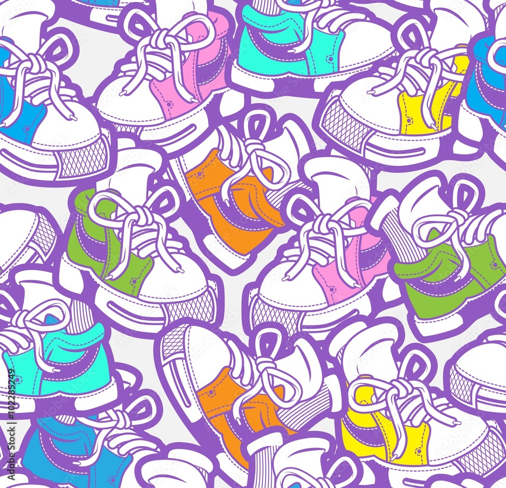 sneakers, shoes seamless pattern vector 
