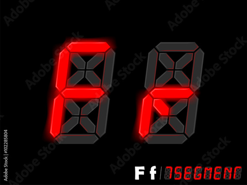 graphic design vector of seven segment style alphabet - F and f,seven segment typo design