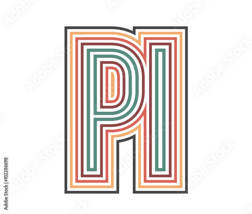 PI Initial Retro Logo company Outline. vector identity