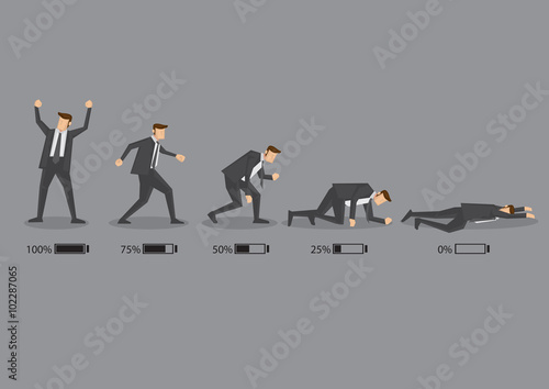 Business Executive and His Energy Level Concept Vector Cartoon I