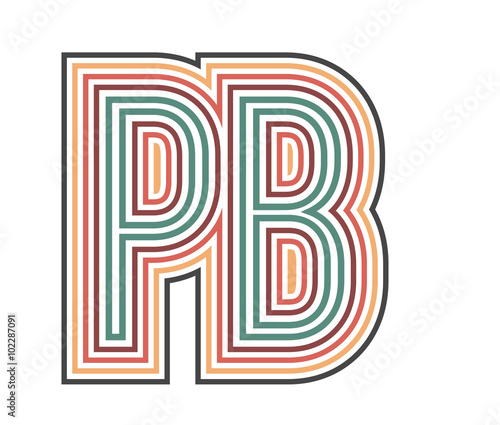 PB Initial Retro Logo company Outline. vector identity