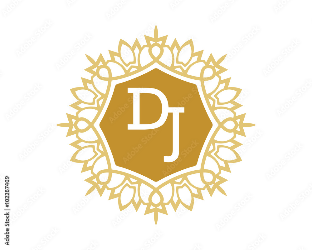 DJ initial royal letter logo