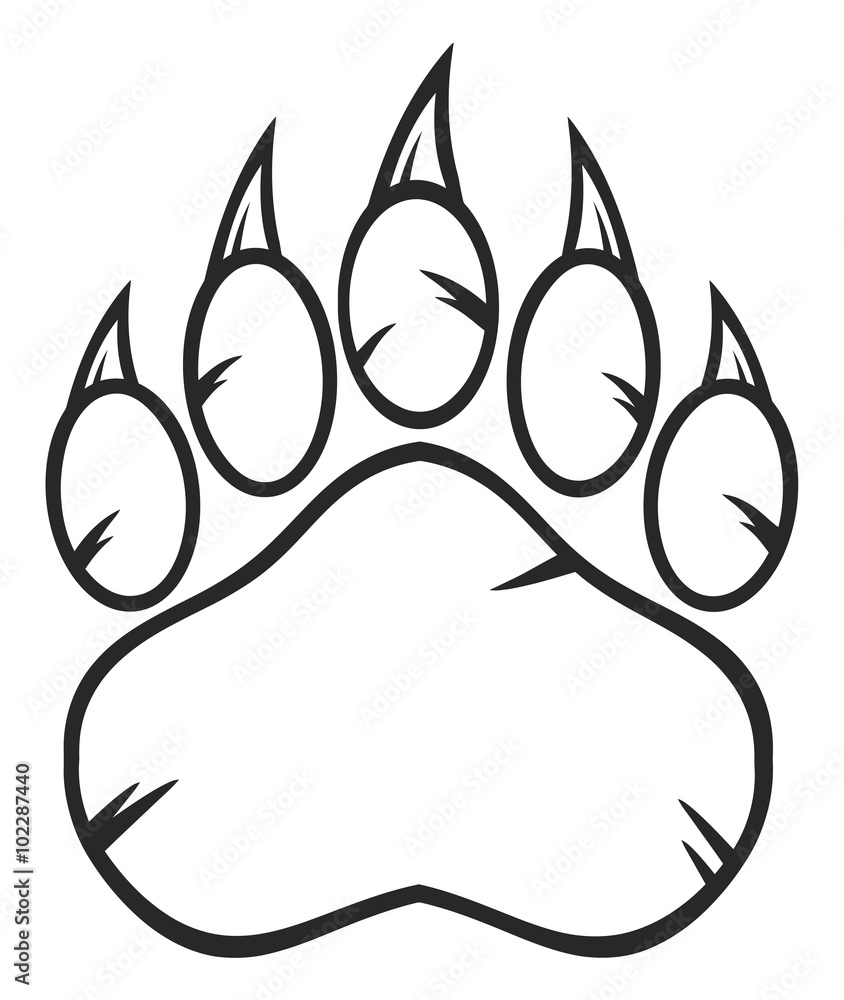 Fototapeta premium Black And White Bear Paw With Claws