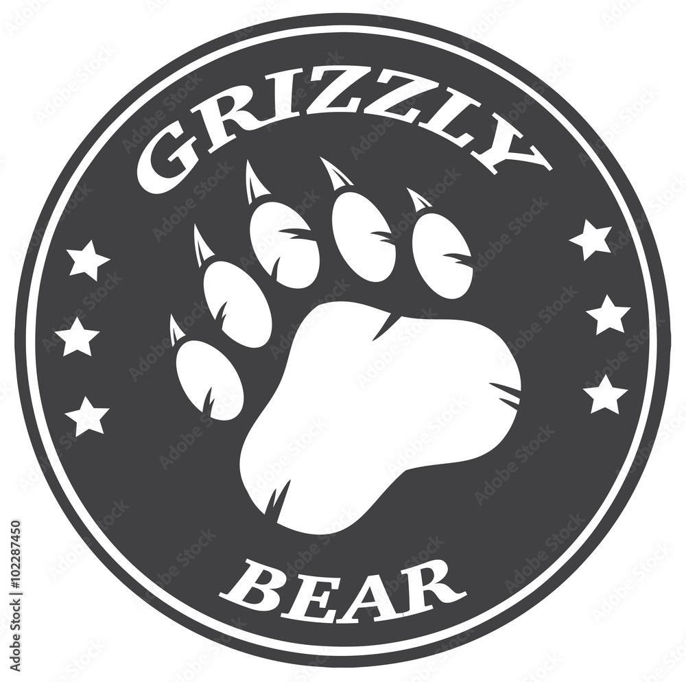 Obraz premium Bear Paw Print Circle Logo Design