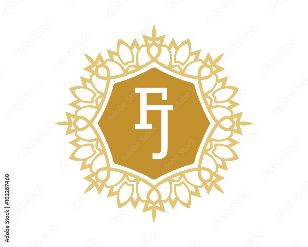 Obraz premium FJ initial royal letter logo