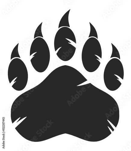 Black Bear Paw With Claws. Illustration Isolated On White Background