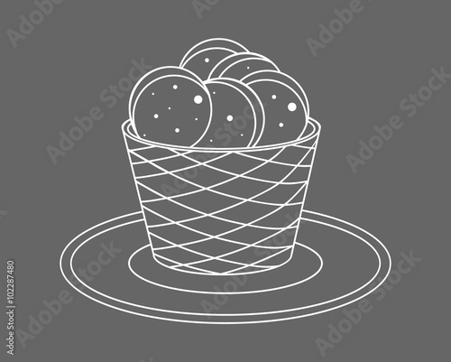 Vector illustration with isolated ice cream cup on a grey background