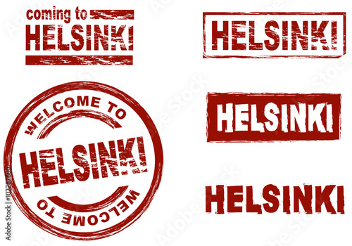 Ink stamp set city Helsinki