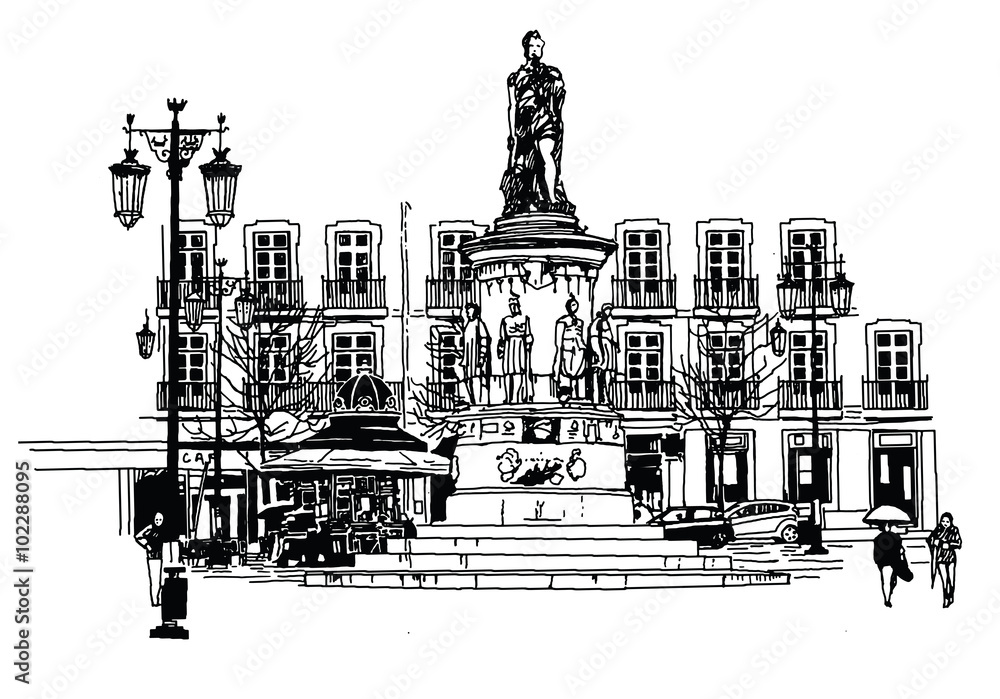 Fototapeta premium Camoes square in lisbon