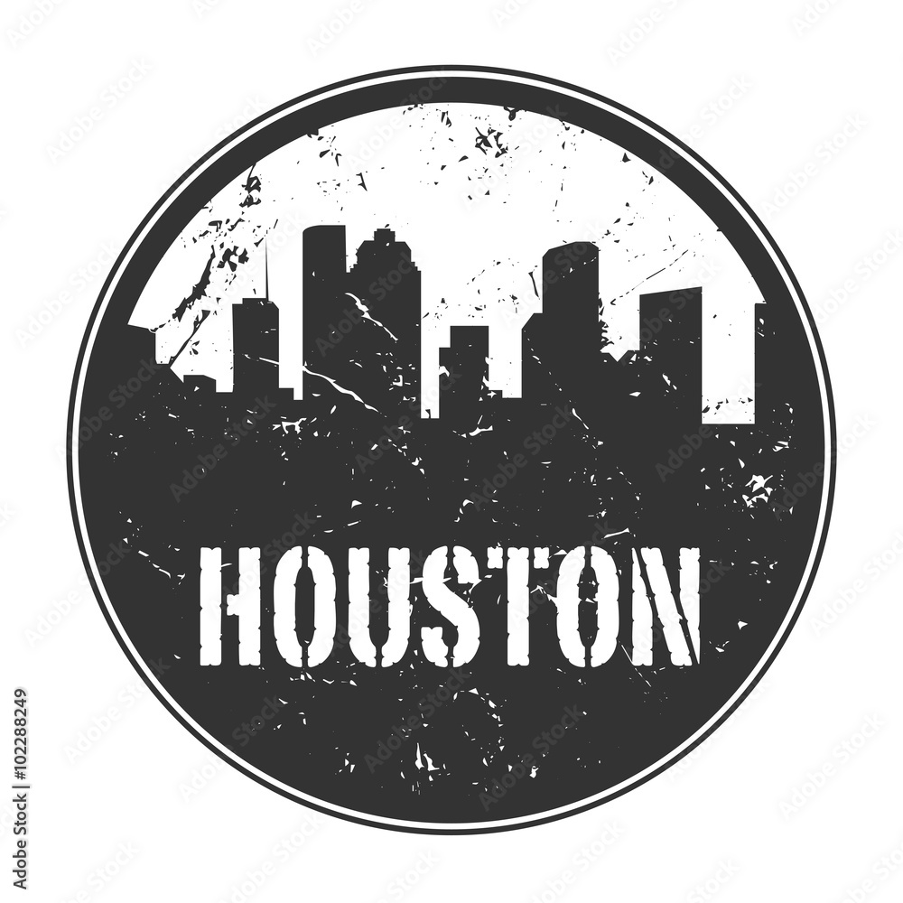 Grunge rubber stamp or label with name of Texas, Houston