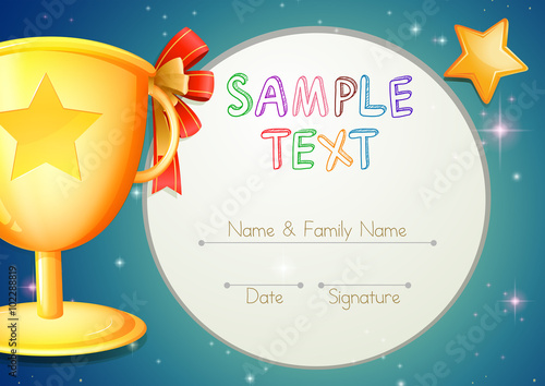 Certification template with stars and trophy