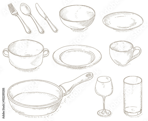 Empty dishes set