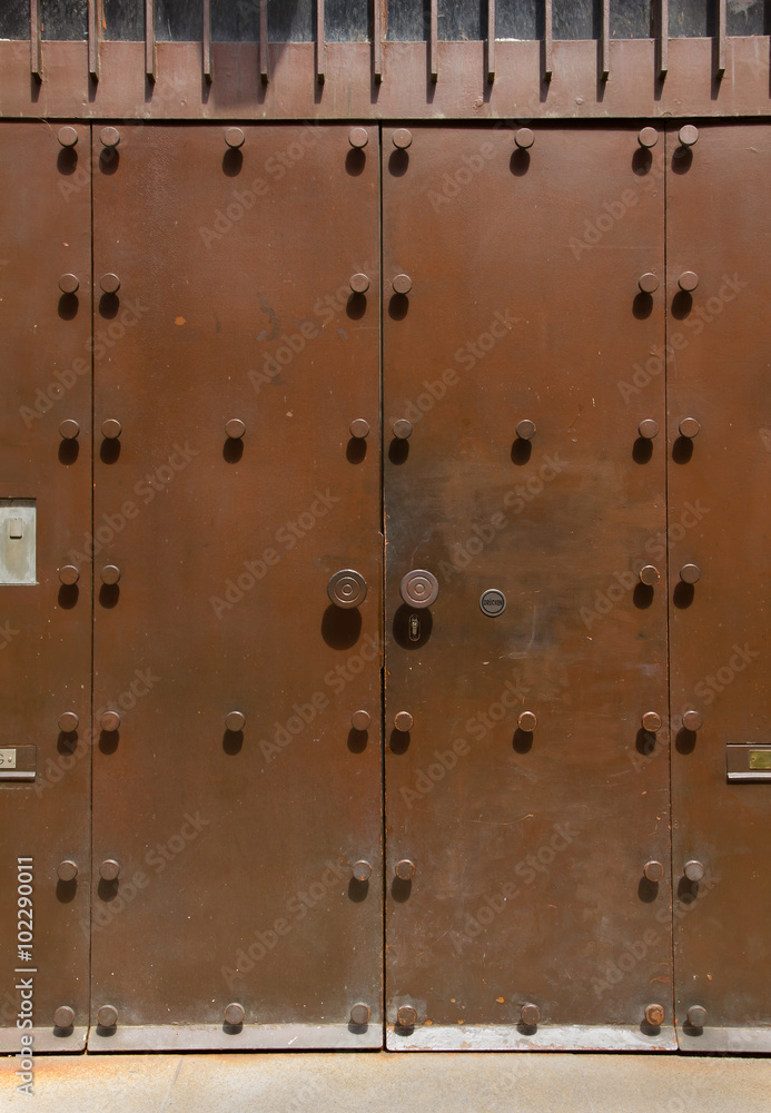 Fototapeta premium Double metallic door or gate.