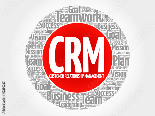 CRM - Customer Relationship Management circle word cloud, business concept