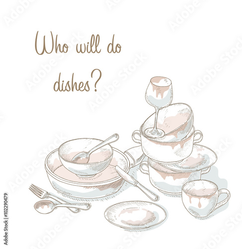 Stack dirty dishes