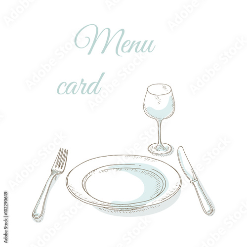 Empty plate and wineglass
