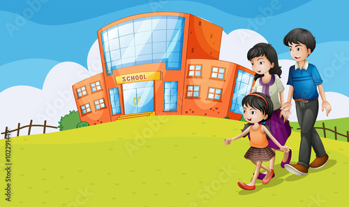 Family visiting the school