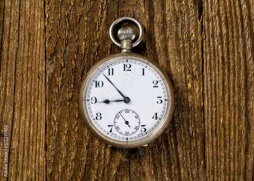 Wallpaper Mural Old pocket watch and key on the wooden background with blank spa Torontodigital.ca