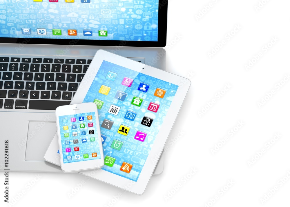 Laptop, phone and tablet pc. Laptop, phone and tablet pc.