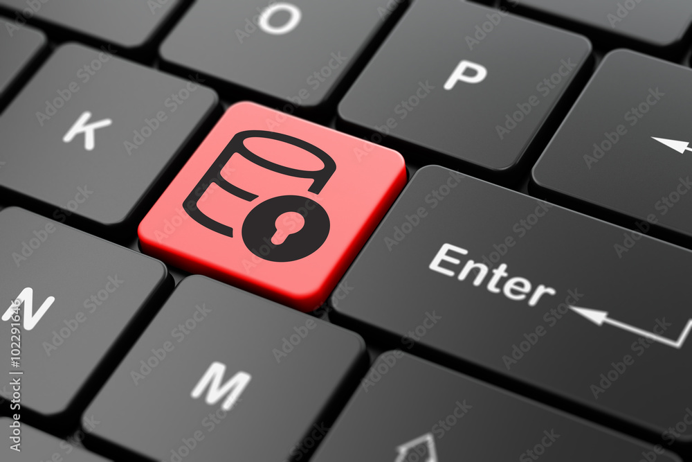 Software concept: Database With Lock on computer keyboard background Software concept: Database With Lock on computer keyboard background