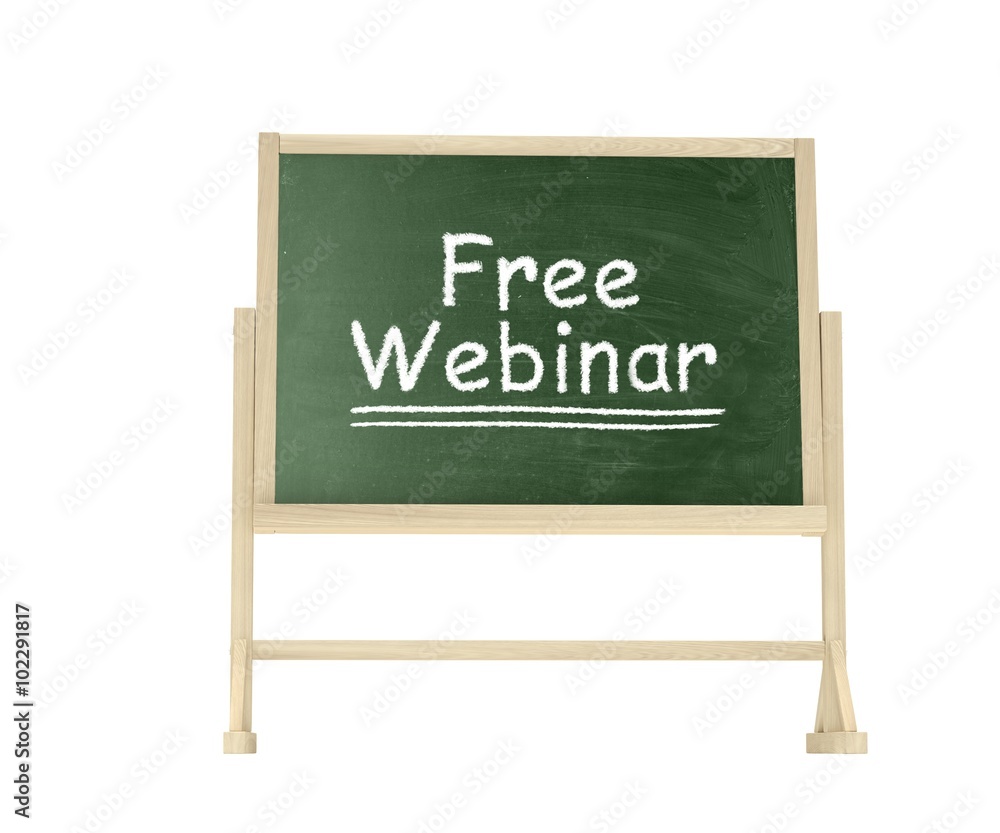 Fototapeta premium Free Webinar concept. Blackboard, chalkboard isolated on white