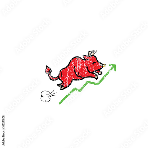 Bull stock market stamp
