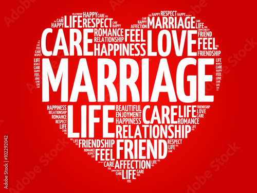 Marriage concept heart word cloud