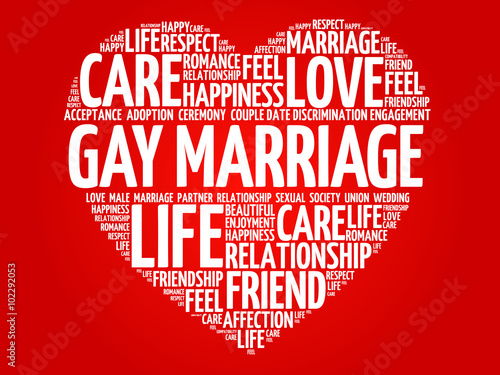 Gay marriage concept heart word cloud