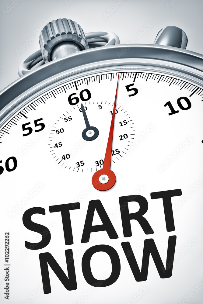 stopwatch with text start now stopwatch with text start now