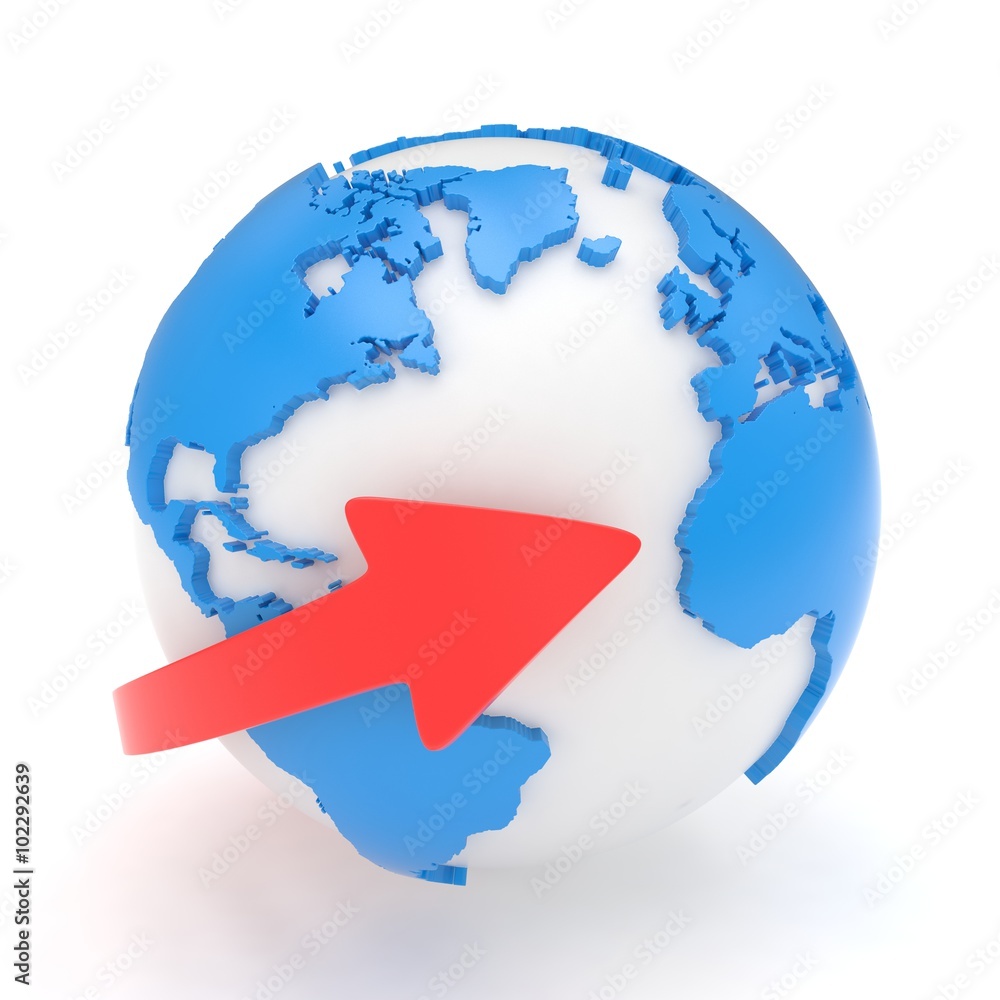 Fototapeta premium Arrow and Earth globe. 3d render