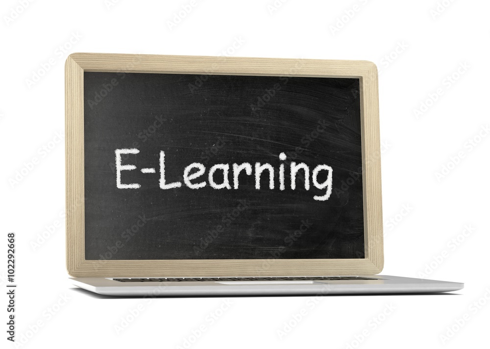 Laptop with chalkboard, e-learning, online education concept Laptop with chalkboard, e-learning, online education concept