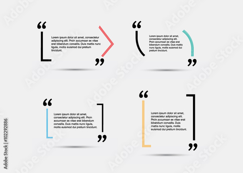 Quote blank template.  Template vector eps 10 set. Empty quote bubble.  Quote form. Quote citation blank template. Blank template with print information design quotes. Color  quote bubble.