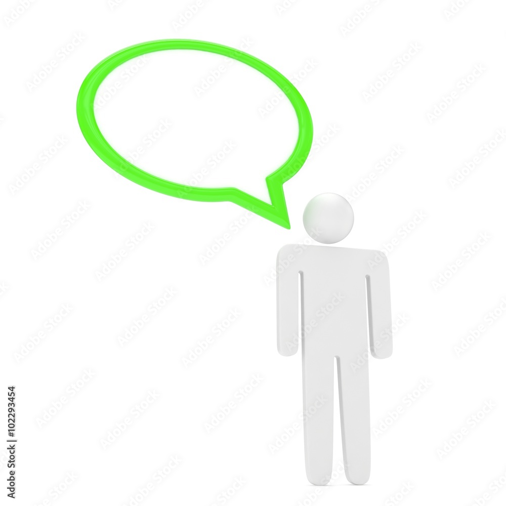 3d man with talk bubbles isolated over a white background 3d man with talk bubbles isolated over a white background
