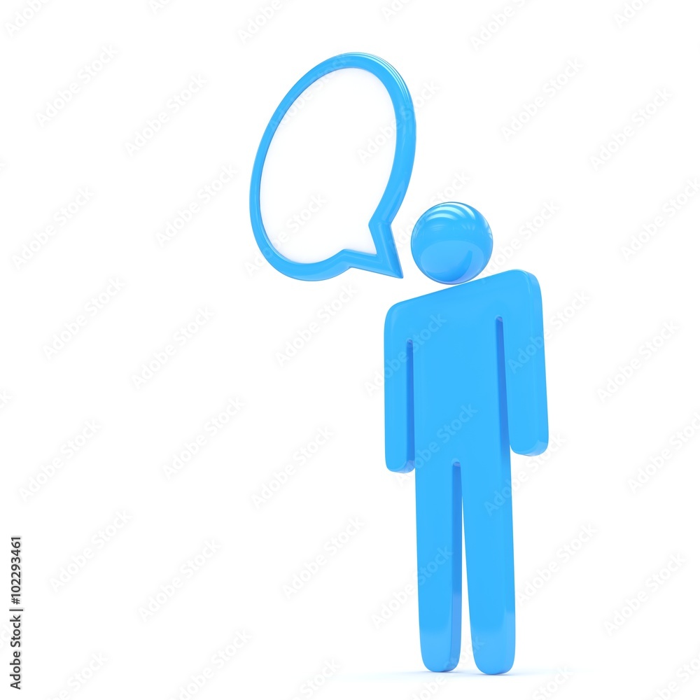 3d man with talk bubbles isolated over a white background 3d man with talk bubbles isolated over a white background