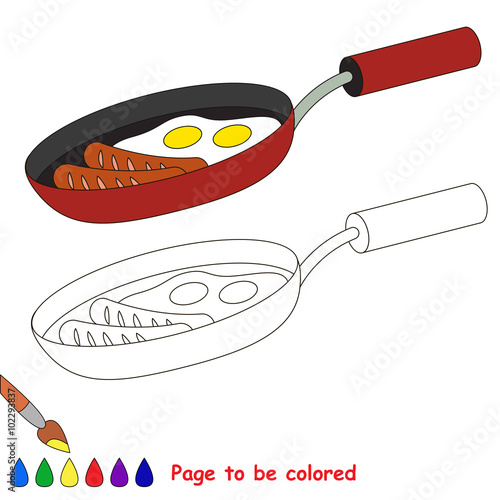 Fotografie Breakfast pan cartoon. Page to be colored.